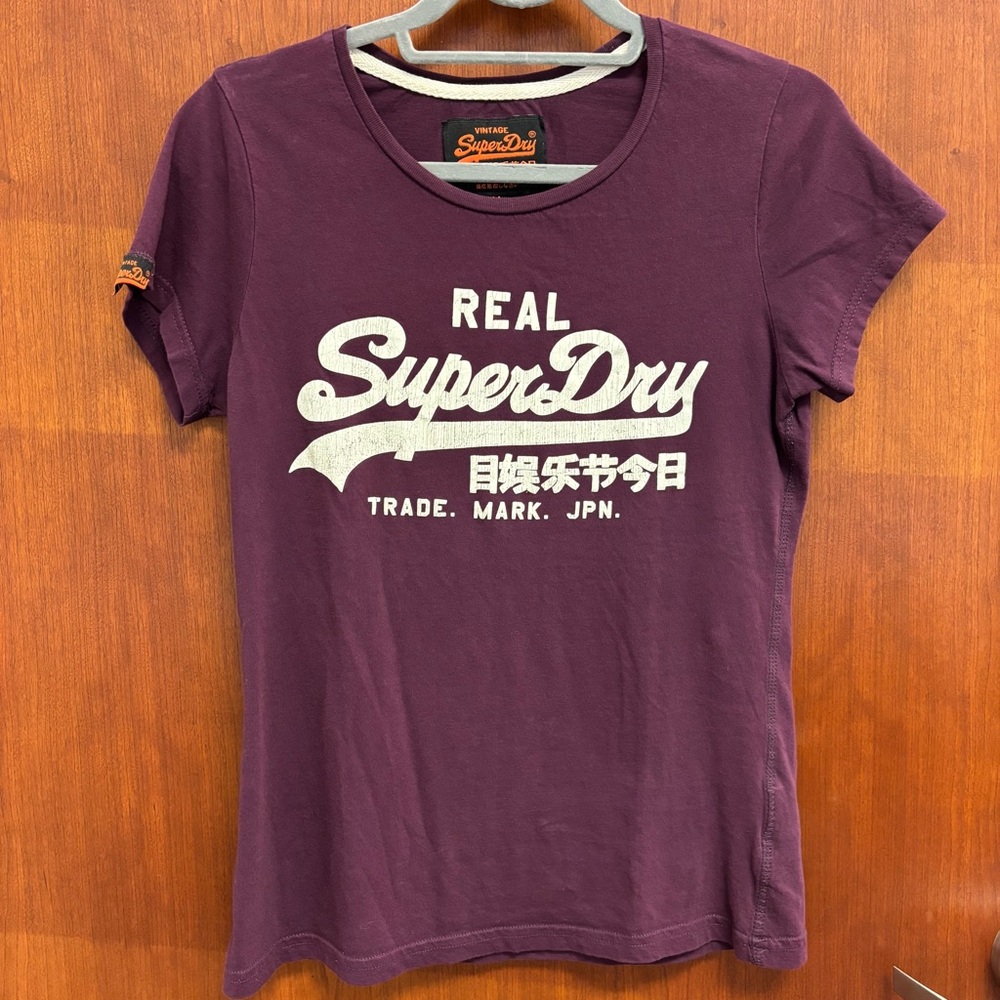 Superdry Plum Purple Logo Tee T-shirt Streetwear Cotton size M